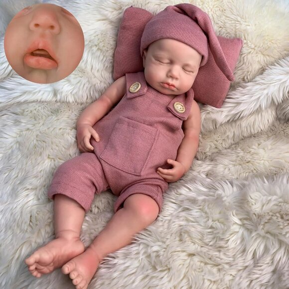 🆕18 inch Lifelike Full Silicone Baby Doll Girl Open Mouth Realistic Reborn Doll - Picture 5 of 11